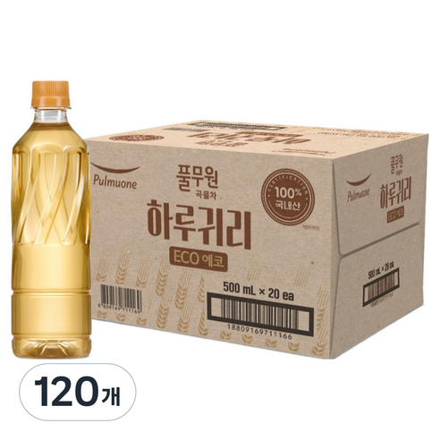 풀무원샘물 하루귀리 곡물차 무라벨, 120개, 500ml