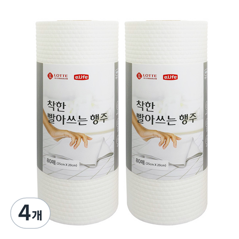 롯데이라이프 착한 빨아쓰는 행주, 80개입, 4개