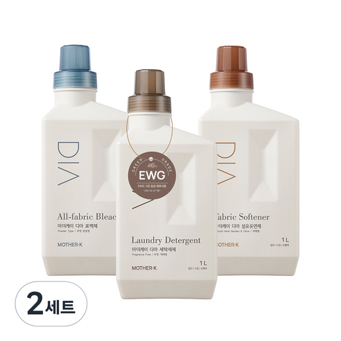 마더케어 디아 유아세제 1L + 섬유유연제 1L + 표백제 1kg 세트, 2세트