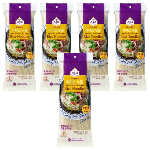 티아시아키친 쌀국수면 3mm, 5개, 250g