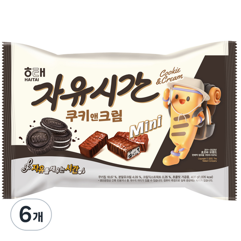 자유시간 쿠키앤크림 미니, 408g, 6개