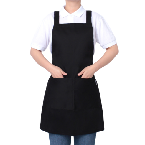 라미아스텔라 도톰한 H형 카페 바리스타 앞치마 M, 블랙, 1개
