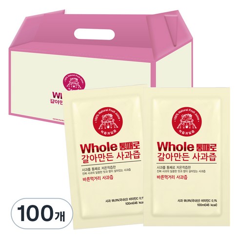 통째로 갈아만든 사과즙 일반파우치, 100ml, 100포