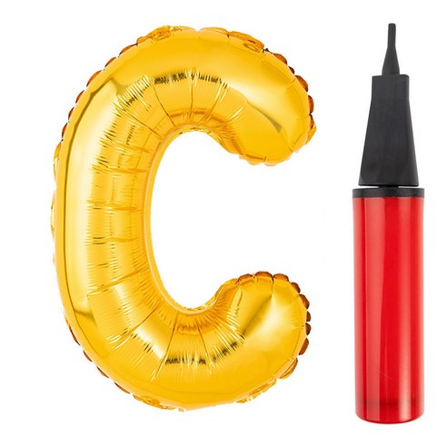 파티팡 알파벳 은박풍선 대 골드 + 풍선용 손펌프 세트, C, 1세트