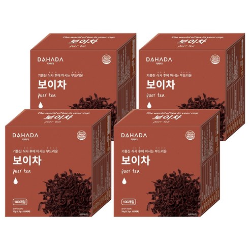 다하다 허브앤티 보이차, 0.7g, 100개입, 4개