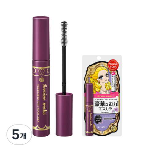 키스미 히로인메이크 볼륨앤컬 마스카라 EX 6g, 딥블랙, 5개