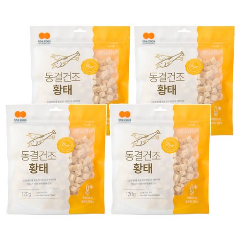 더주스 반려동물 동결건조 간식, 황태, 120g, 4개
