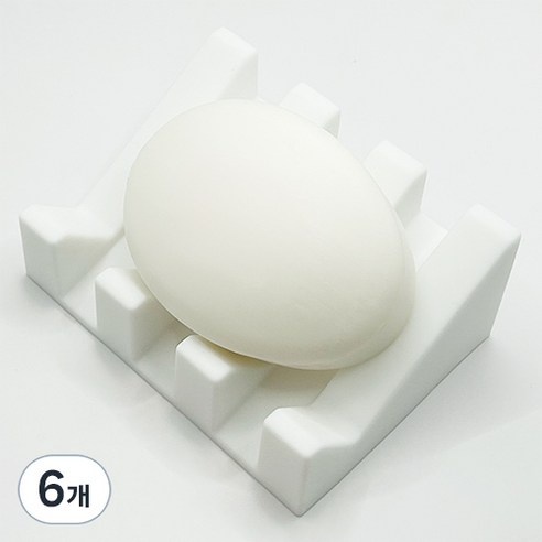 바코젤 논슬립 실리콘 비누받침, 스노우 화이트, 6개