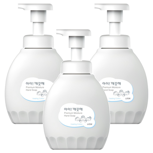 아이깨끗해 프리미엄 모이스처 핸드워시 힐링코튼, 450ml, 3개