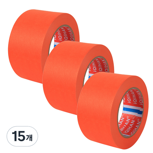 iQIHAN 다다 칼라 마스킹 테이프 40mm x 20m, 주황, 15개