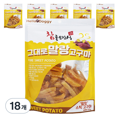 참좋은간식 강아지 그대로 말랑 고구마 스틱, 고구마맛, 250g, 18개