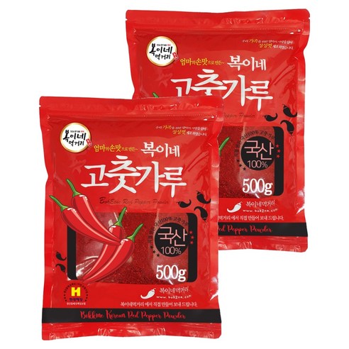복이네먹거리 국산 고춧가루 보통맛 반찬용, 500g, 2개