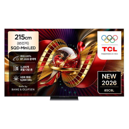 TCL 4K UHD Mini LED 프리미엄 SQD Google TV, 215cm(85인치), 85C8L, 무타공 벽걸이형, 방문설치