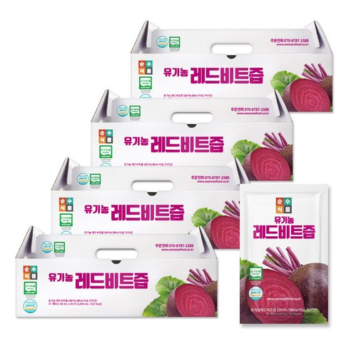 순수식품 유기농 레드비트즙, 80ml, 120개입