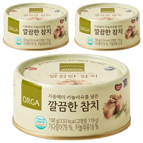 올가홀푸드 깔끔한 참치 통조림, 150g, 3개
