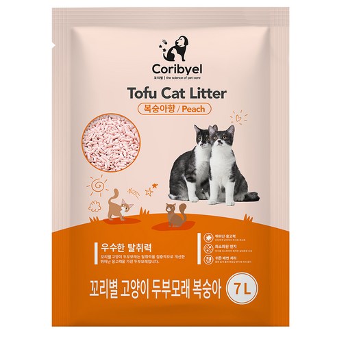 쿠팡 브랜드 - 꼬리별 프리미엄 고양이 두부모래 7L, 복숭아향, 1개