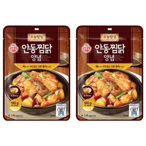 오뚜기 오늘밥상 안동찜닭 양념, 2개, 180g