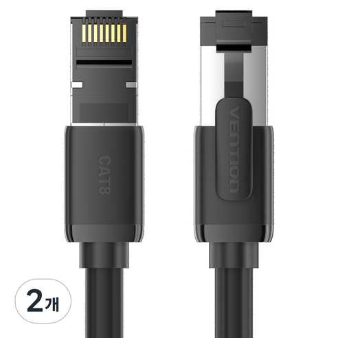벤션 LSZH 난연 CAT8 SFTP 초고속 인터넷 랜케이블, 블랙, 2개, 1m