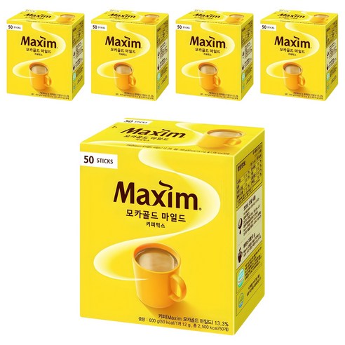 맥심 모카골드 마일드 커피믹스, 12g, 50개입, 5개