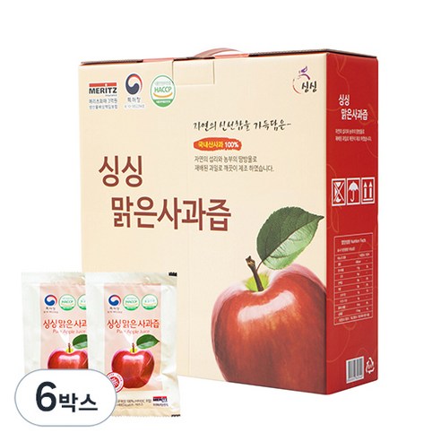 싱싱 맑은 사과즙, 100ml, 6박스