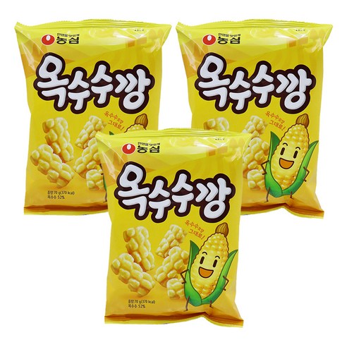 농심 옥수수깡 하바나옥수수맛 스낵, 70g, 3개