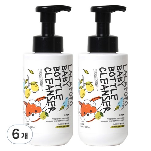 케이맘 랄라포포 유아용 젖병식기세정제 거품형 쿨라임향, 500ml, 6개