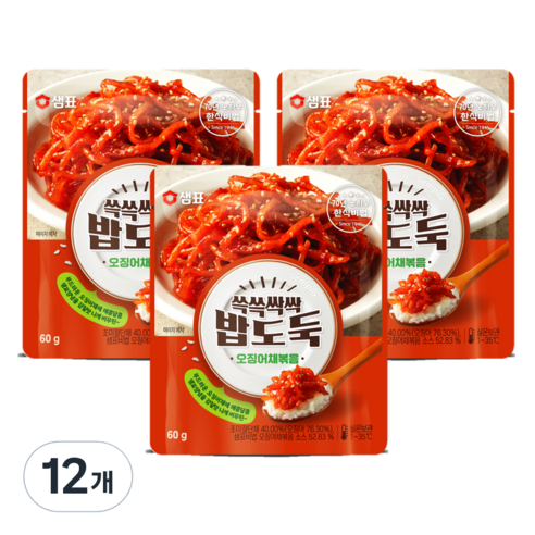 샘표 쓱쓱싹싹 밥도둑 오징어채볶음, 60g, 12개