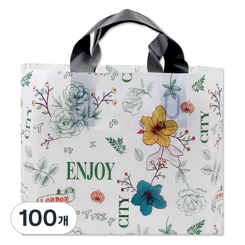 아이엔피 LDPE 손잡이 비닐백 대 40 x 30 cm, 07 엔조이시티, 100개