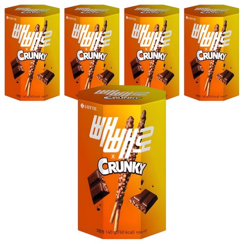 빼빼로 크런키, 140g, 5개