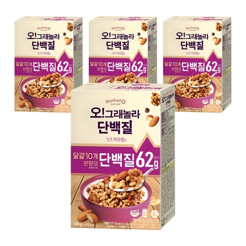 마켓오네이처 오 그래놀라 단백질 시리얼, 330g, 4개