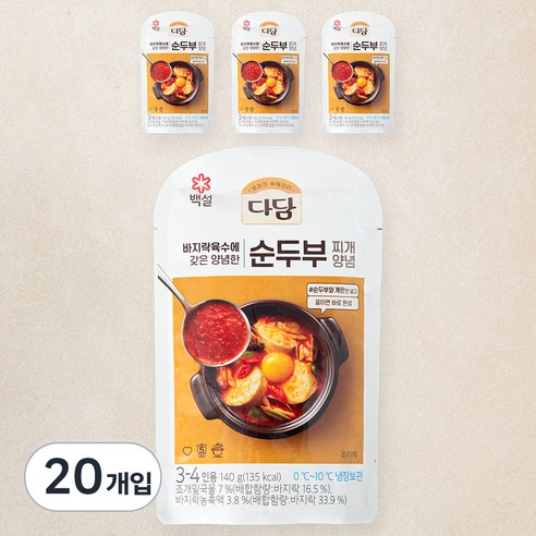 다담 순두부찌개 양념, 140g, 20개입
