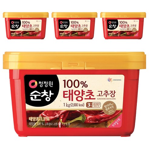 청정원순창 태양초 고추장, 1kg, 4개