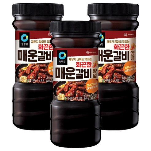 청정원 명가 화끈한 매운갈비 양념, 3개, 840g