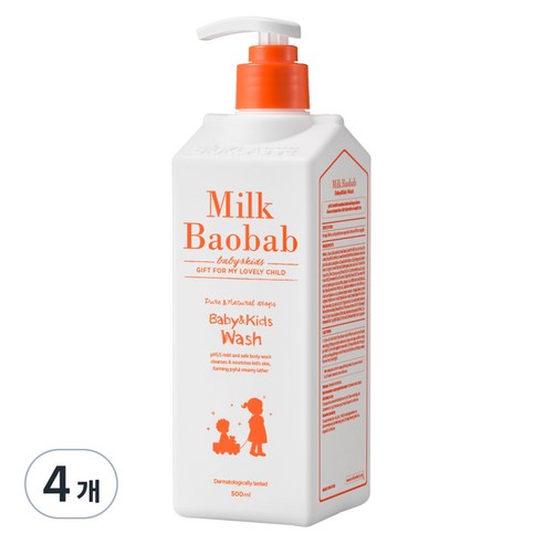 밀크바오밥 베이비 앤 키즈 바디 워시, 500ml, 4개