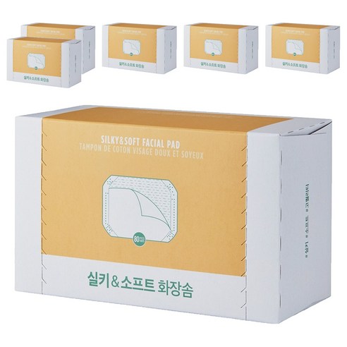 더페이스샵 데일리뷰티툴즈 실키 앤 소프트 화장솜, 80개입, 6개