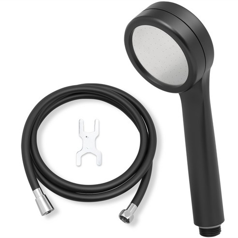 제일바스 샤워기 헤드 + 물때방지 PVC 호스 줄 2m 세트 블랙, 1세트