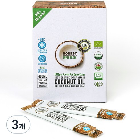 어니스트 유기농 엑스트라 버진 코코넛오일 40p, 400ml, 3개