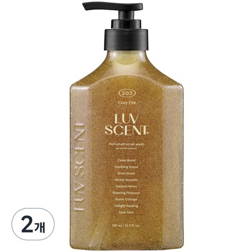 애경 럽센트 스크럽 워시 코지파이어 시더 우드향, 500ml, 2개