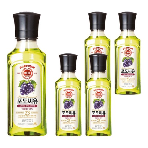 해표 포도씨유, 250ml, 5개