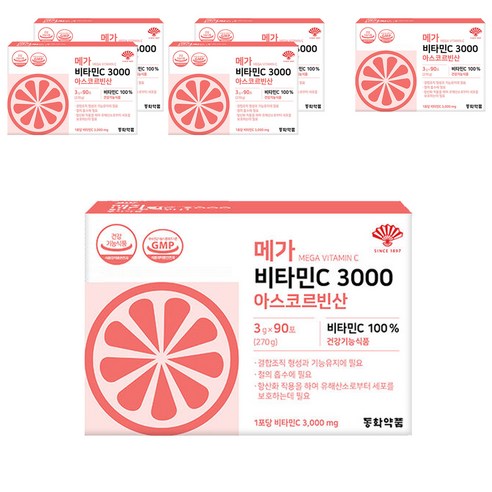 동화약품 메가 비타민C 3000 아스코르빈산 90p, 6개, 270g
