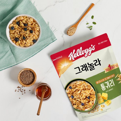 Kellogg's 통귀리 그래놀라 시리얼: 건강한 아침 식사에 단백질과 섬유질을 풍부하게 제공하는 영양가 높은 시리얼