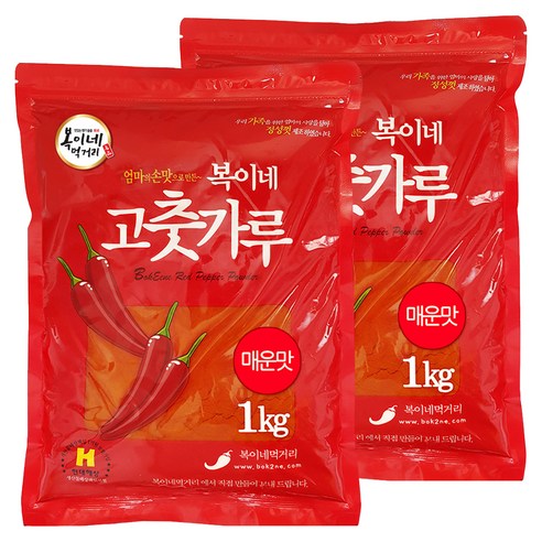 복이네먹거리 중국산 고추가루 매운맛 떡볶이 소스용, 1kg, 2개