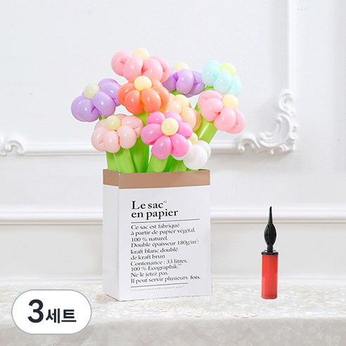 피앤비유니티 DIY꽃풍선선물 10p + 풍선펌프 + 종이봉투 세트, 02 데이지 마카롱, 3세트