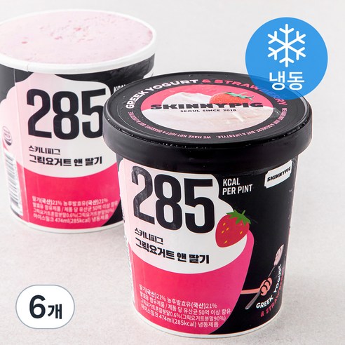 스키니피그 그릭요거트 앤 딸기 아이스밀크 (냉동), 6개, 474ml