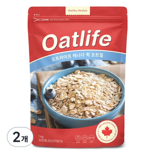 오트라이프 캐나다 퀵 오트밀, 1kg, 2개