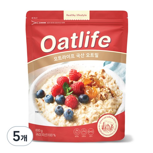 오트라이프 국산 오트밀, 600g, 5개