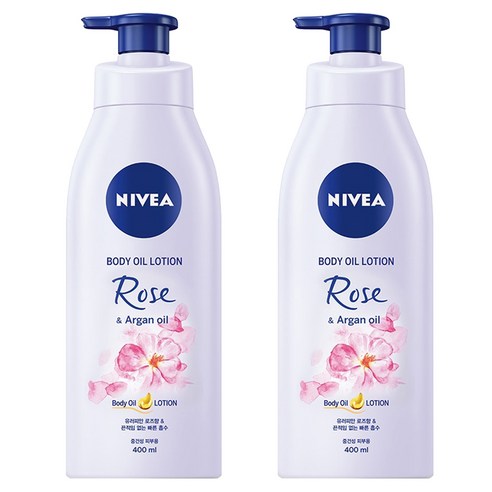 니베아 로즈 앤 아르간 바디오일로션, 400ml, 2개
