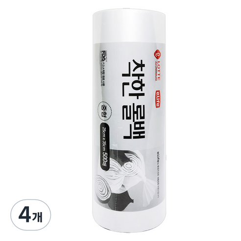 롯데이라이프 착한 롤백 25 x 35 cm 500p, 중(M), 500매입, 4개