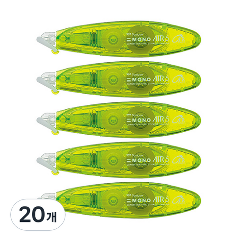 톰보 모노에어5 펜타입 수정테이프 5mm x 6m, CT-PAX5C60(라임), 20개
