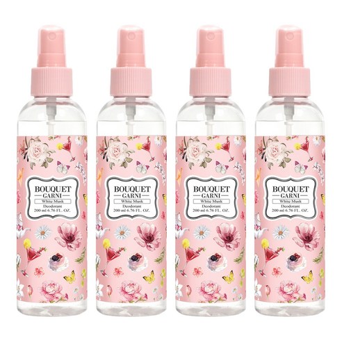 부케가르니 리프레쉬 화이트머스크 스프레이 데오드란트, 200ml, 4개